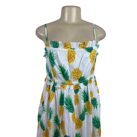 J.Crew Pineapple Print Sundress With Spaghetti Straps & Elastic Waist Size 4 - Picture 4 of 10